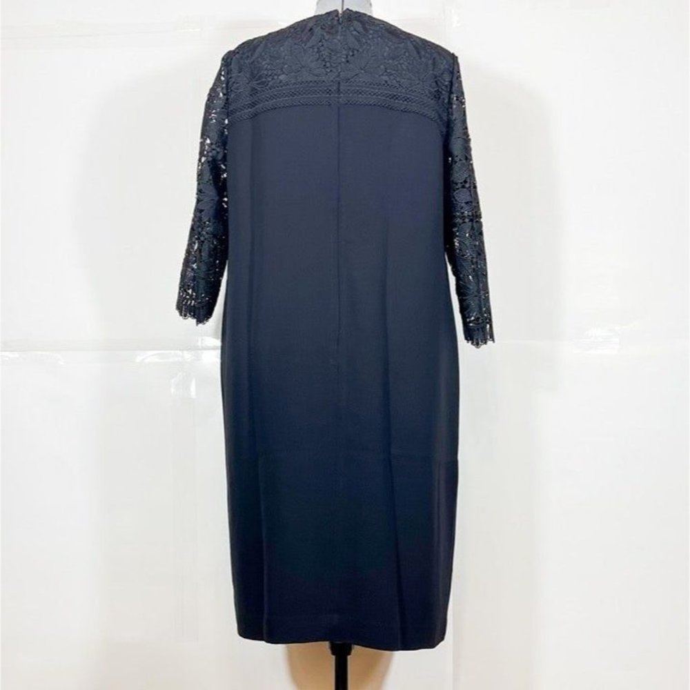 Talbots RSVP NWOT Sz 14W Illusion Floral Lace 3/4 Sleeves Dress - Picture 7 of 11